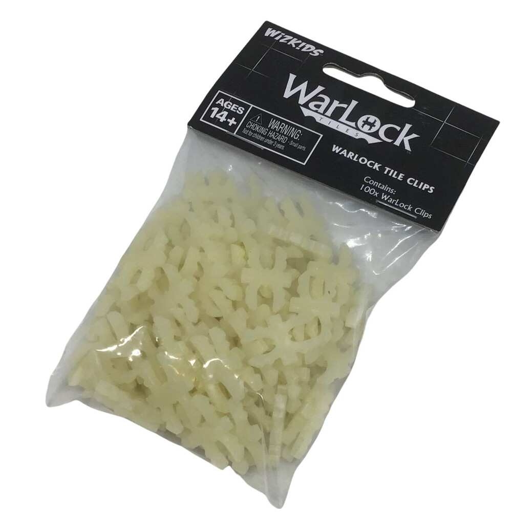 WarLock Tile Clips Plastic White 100 WizKids New Package Bag